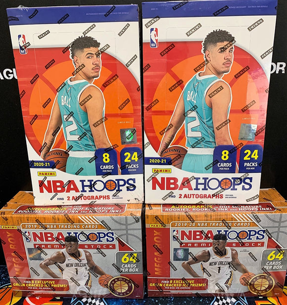 19-20 Panini Hoops Prem. Stock & 20-21 NBA Hoops 4 Box Mix - PYT #2 - Major League Cardz